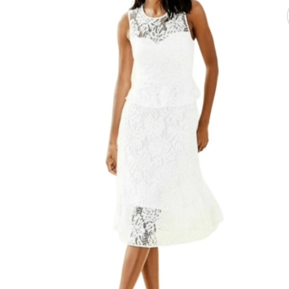 NEW Lilly Pulitzer Size 0 Nolea Lace Dress White Lined Sleeveless - Picture 4 of 4